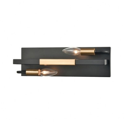 Elk Home Heathrow 2 - Light Vanity in  Matte Black/Satin Brass