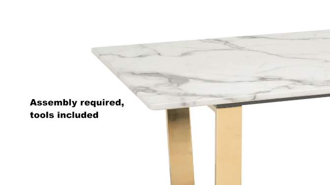 Modern Faux Marble and Stainless Steel 47" Rectangular Coffee Table - Stone/Gold - ZM Home, 2 of 17, play video