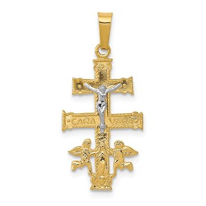Black Bow Jewelry 14k Two Tone Gold Caravaca Crucifix Cross Pendant - 1 of 4