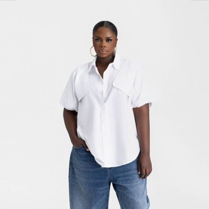KBB by KAHLANA Women's Long Sleeve 'The Convertible Sleeve Shirt' - White - 1 of 4