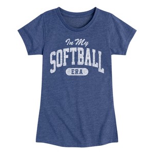Girls' - Instant Message - In My Softball Era -Youth Girls Short Sleeve T-Shirt Fitted Short Sleeve Graphic T-Shirt - 1 of 4