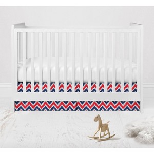 Bacati - MixNMatch Blue/Red Zigzag Crib/Toddler ruffles/skirt - 1 of 3