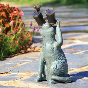 SPI Home Observant Cat Garden Sculpture – 20.5" Tall Bronze Metal Outdoor Cat Statue, Whimsical Feline Décor for Garden or Patio - 1 of 3