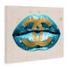 Stupell Industries Designer Fashion Logo Lustrous Blue Lipstick Lips Canvas Wall Art - 3 of 4