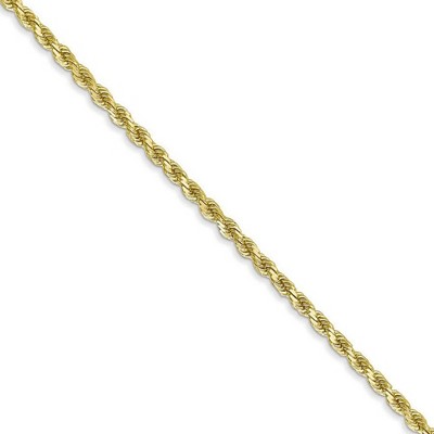 Black Bow Jewelry 2mm 10k Yellow Gold Solid Diamond Cut Rope Chain Necklace