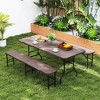 Tangkula 6 ft Plastic Folding Bench Portable Fold-in-Half Seat w/ 1320 LBS Capacity Gray - 3 of 4