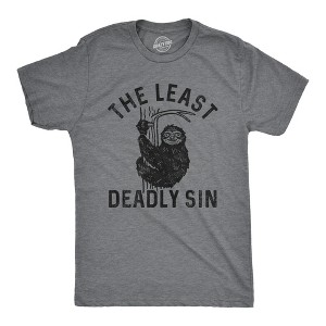 Mens The Least Deadly Sin T Shirt Funny Lazy Sloth Joke Tee For Guys - Crazy Dog Men's T Shirt - 1 of 4