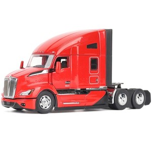 Kenworth T680 76" High Roof Sleeper Cab Truck Tractor Viper Red "Transport Series" 1/50 Diecast Model by Diecast Masters - 1 of 4