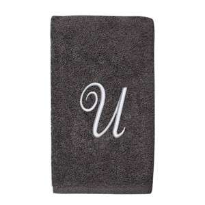 Avanti  Granite with Silver Script Monogram Bath Towel Letter   U - 1 of 3