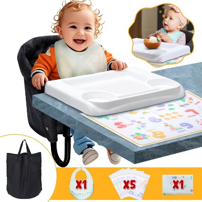 Skirfy Hook On Chair, Portable High Chair with Tray, Storage Bag & Free Accessories, Clip-On Table Chair for Baby and Toddler