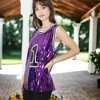Anna-Kaci Women's Sparkle Glitter Number 1 T-Shirt Sequin Tank Top Blouse - 3 of 4