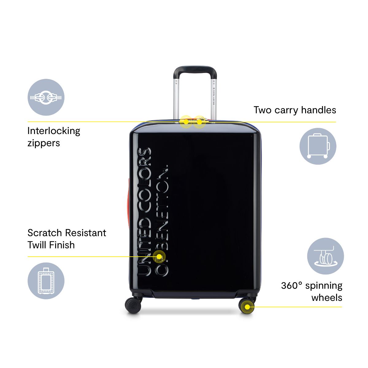 United Colors of Benetton x DELSEY PARIS Medium Checked 23" Hardside Spinner Suitcase - thumbnail 9