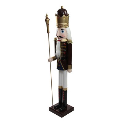 Burgundy and Gold 48" Ornate Wooden Christmas Nutcracker King