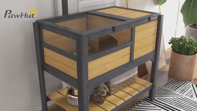 Dark Gray Wooden Tortoise Habitat with Shelf Storage
