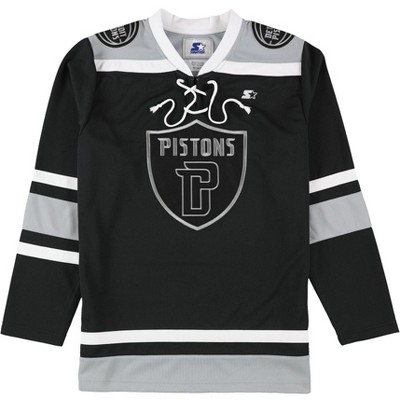 STARTER Mens Detroit Pistons Jersey, Black, X-Large