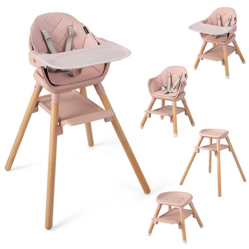 VEVOR Wooden High Chair for Babies & Toddlers Convertible Adjustable Feeding Chair Eat & Grow High Chair with Seat Cushion Portable Baby Dining