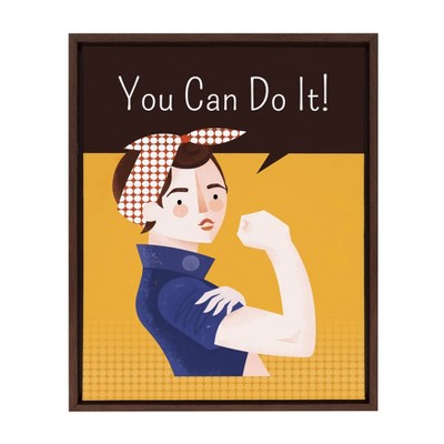 18" x 24" Sylvie You Can Do It Framed Canvas Wall Art by Amber Leaders Brown - Kate and Laurel