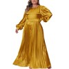 Agnes Orinda Women's Plus Size Lantern Long Sleeve Flowy Swing Pleated Party Maxi Empire Waist Dresses - 2 of 4