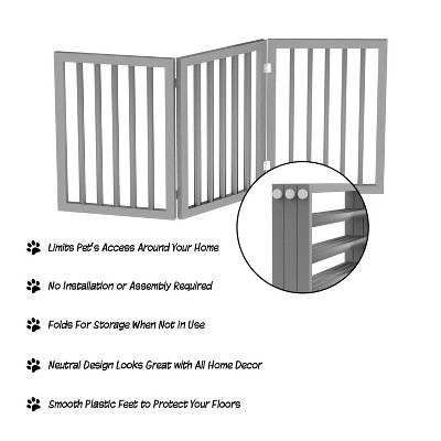Gray Freestanding Plastic 3-Panel Folding Pet Gate