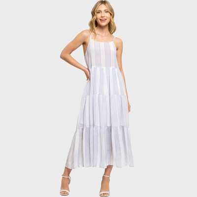 August Sky Women's Wide Stripe Midi Dress