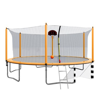 VisioGear Trampolines, Trampoline with Safety Enclosure Net, Trampoline with Basketball Hoop, Orange, 192.13"*192.13"*106.32"