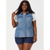 Agnes Orinda Women's Plus Size Button-Down Flat Lepel Denim Sleeveless Raw Hem Vests - 4 of 4