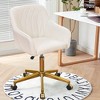 VECELO Height-adjustable Swivel Office Chair PU Leather Counter Height Stools with Tufted Back and Gold Metal Base White - image 2 of 4