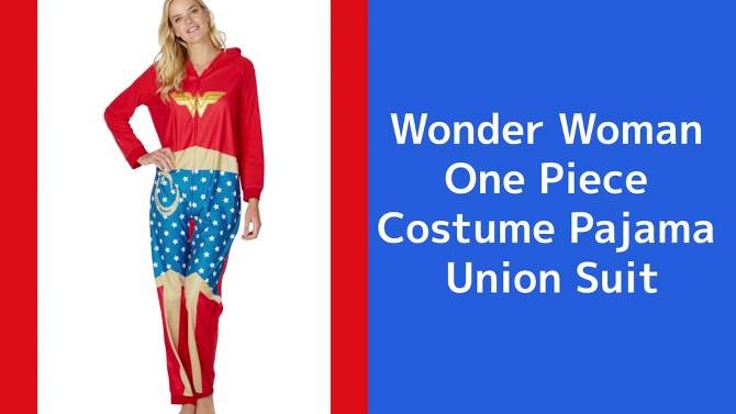 DC Comics Wonder Woman Ready One Piece Costume Pajama Union Suit, 2 of 6, play video
