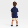 OshKosh B'gosh Toddler Boys' Button Down Top and Woven Shorts Set - Navy Blue/Khaki - 2 of 4