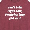 Women's - Instant Message - Can't Talk Lazy Girl Sh Graphic Racerback Tank - 2 of 4