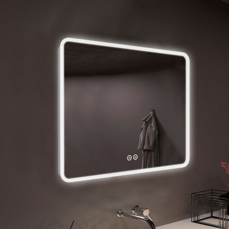 Neutypechic Modern Rectangular Bathroom Vanity Mirror with LED Lights Anti-fog Wall Mirror - 39"x32", 5 of 7