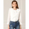 Allegra K Women's Ruffle Neck Polka Dot Button Front Sheer Chiffon Blouse - 3 of 4