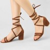 Allegra K Women's Faux Suede Open Toe Color Block Heel Lace Up Sandals - 2 of 4