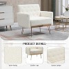 Accent Chair, Armchair Single Sofa, Modern Comfy Upholstered Reading Accent Chairs With Tufted Button Back White - 3 of 4