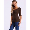INSPIRE CHIC Women's Half Sleeves Scoop Neck Fitted Layering Soft T-Shirt - 2 of 4