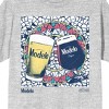Modelo Wine, Glasses, Mosaic glass background EST 1925, Viva La Tradicion on Athletic Heather Short Sleeve Adult T-Shirt - 2 of 4