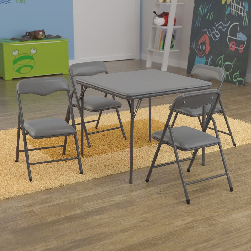 Emma and Oliver Kids 5 Piece Folding Table and Chair Set - Kids Activity Table Set, 3 of 13