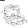 CAVINAS Double Bed Twin Size Modern House-Shaped Bed Frame with 2 Drawers and 2 Beds Side by Side for Bedroom - 4 of 4