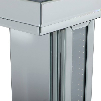 Silver Mirrored Wood Console Table with Storage, 48" x 14" x 32"