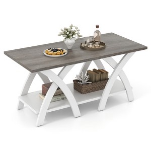 Tangkula 40" Coffee Table w/ Storage Shelf w/X-shaped Legs for Living Room Bedroom - 1 of 4