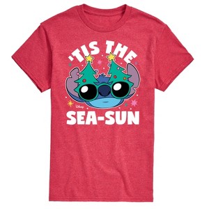Men's - Lilo and Stitch - Tis the Sea-Sun Christmas Short Sleeve Graphic T-Shirt - 1 of 4