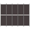 'vidaXL 5-Panel Room Dividing Screen - Brown Fabric Upholstery, Iron Frame - Flexible Folding Design for Bedroom, Living Room, Indoor Use - 3 of 4
