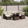 vidaXL 8 Piece Patio Sofa Set with Cushions - Brown and Cream Poly Rattan - 2 of 4