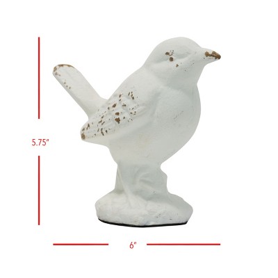 Antique White Cast Iron Bird Figurine, 6.2"