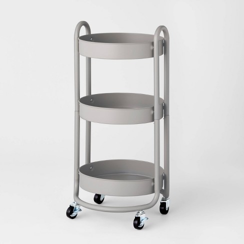 type A Radiant 3-Tier Utility Cart with Wheels, Grey