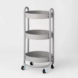 3 Tier Round Metal Utility Cart Gray - Brightroom™