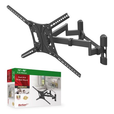 Barkan 13" - 90" Full Motion, Dual Arm TV Wall Mount - Extension, Swivel & Tilt