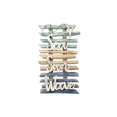 Beachcombers 12.5" x 24.8" "Sea Sun Wave" Wall Hanging Sign Nautical Beach Decor