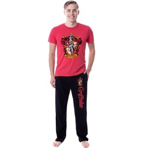 Harry Potter Mens' Hogwarts All Houses Sleep Pajama Set - 1 of 3