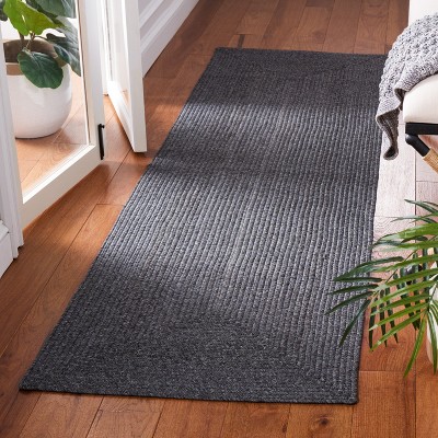 Handmade Black Braided Reversible Runner Rug